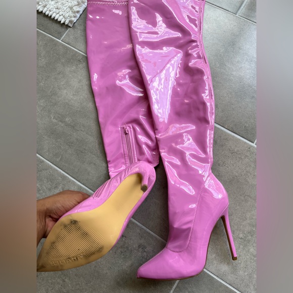 Women’s Light Pink Thigh High Heel Boots Dolls Kill Skinny Heel Size 7.5 - Picture 4 of 8